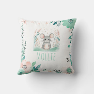 Cojín Decorativo Personalizado Boho Cute Mouse Pillow Pastel Verde