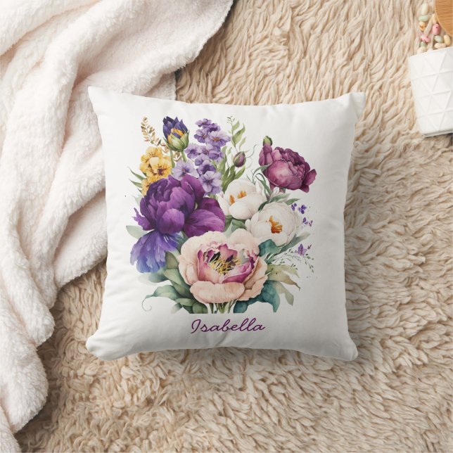 Cojín Decorativo Personalizado Bonito Acuarela Primavera Flores Flo (Manta)
