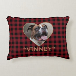 Cojín Decorativo Personalizado Buffalo Plaid Heart