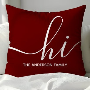 Cojín Decorativo Personalizado Burgundy Script Hola