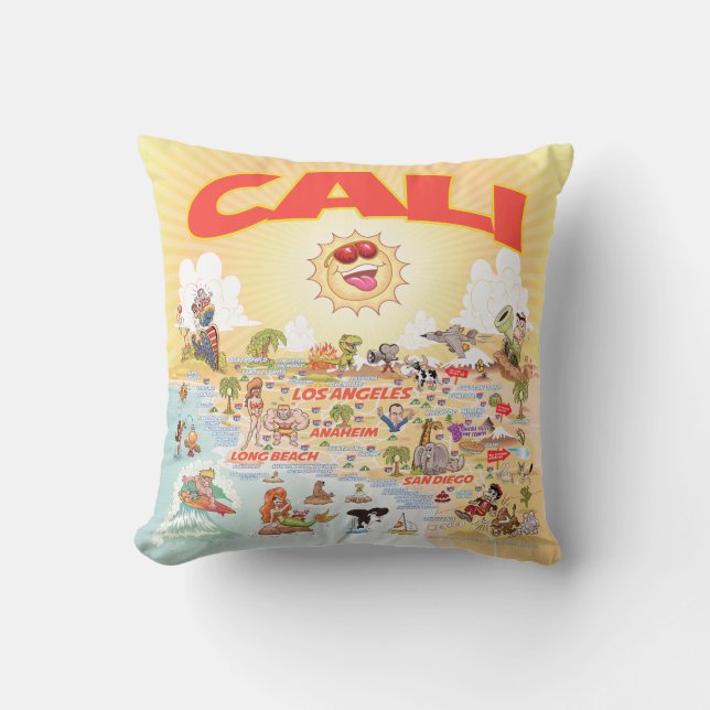 Cojín Decorativo Personalizado Cali del Sur de California (Anverso)