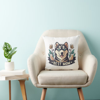 Cojín Decorativo Personalizado caprichosa Siberian Husky Dog Mom