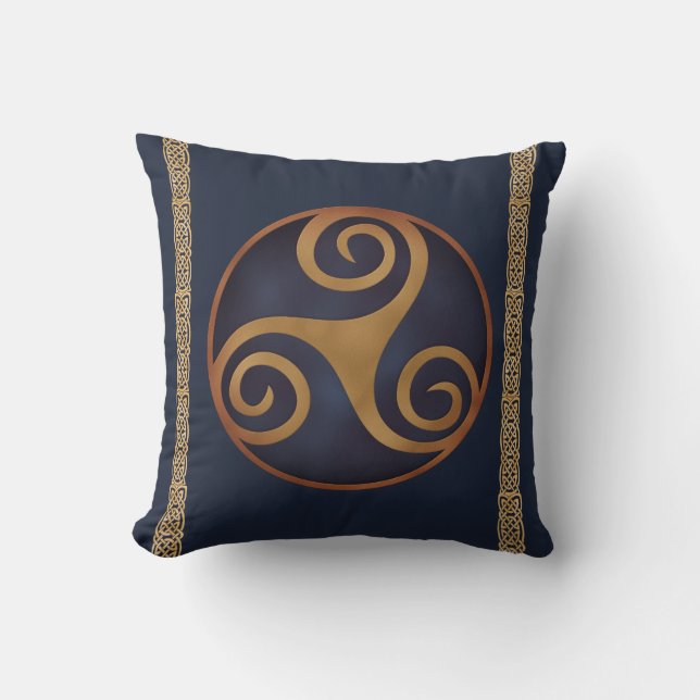 Cojín Decorativo Personalizado Celtic Triskelion (Azul) (Anverso)