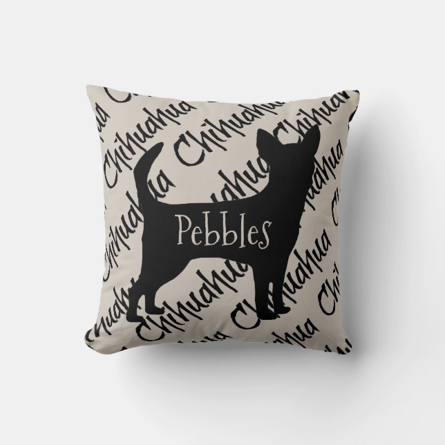 Cojín Decorativo Personalizado Chihuahua Dog Silhouette (Anverso)