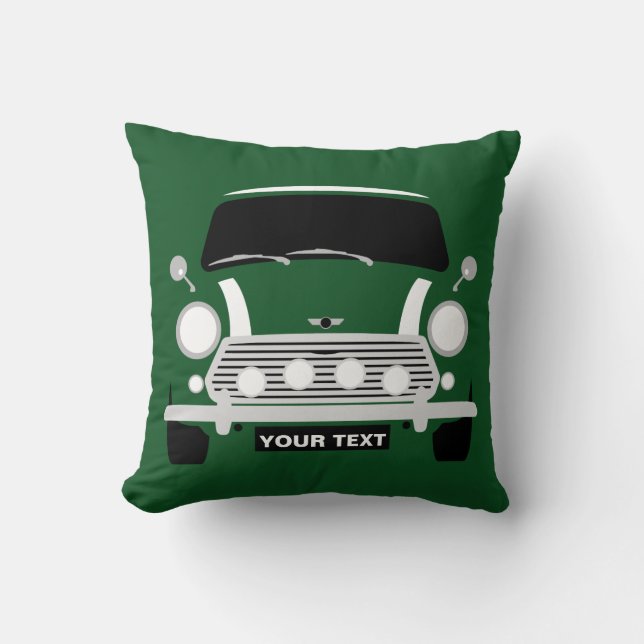 Cojín Decorativo Personalizado clásico viejo mini coche británico (Anverso)