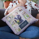 Cojín Decorativo Personalizado Color Elegante Guión Sr. y Sra. Coll<br><div class="desc">almohada de collage de fotos con 9 fotos dispuestas en una cuadrícula en la parte delantera y trasera, lo que hace 18 fotos en total que se pueden reemplazar con fotos propias que muestran el nombre de tu familia en un guión elegante. Este versátil diseño de almohadas también tiene colores...</div>