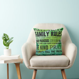 Cojín Decorativo Personalizado con el nombre de su familia Reglas f