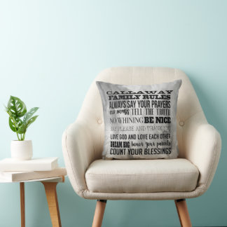 Cojín Decorativo Personalizado con las reglas de familia de nombres