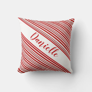 Cojín Decorativo Personalizado con rayas de caramelo de menta 