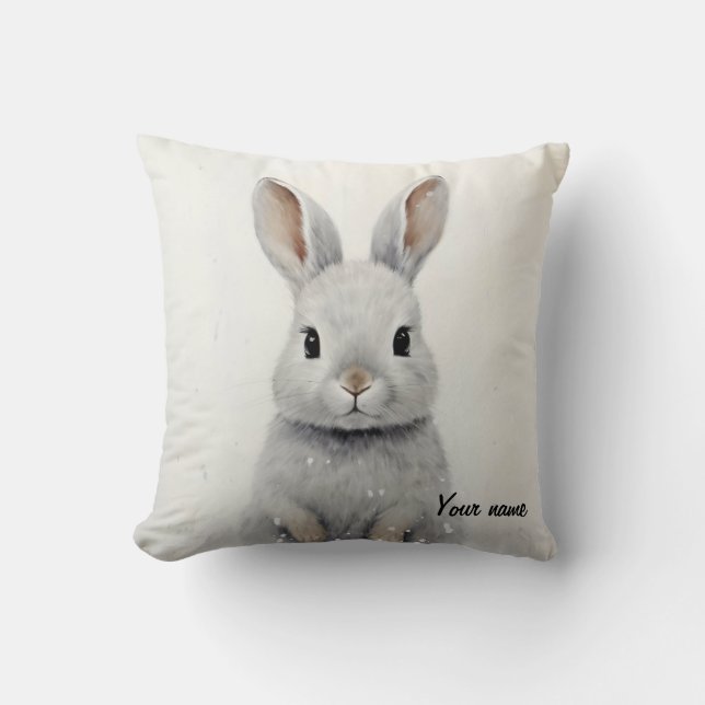 Cojín Decorativo Personalizado Conejo de Invierno Mascota Amor Esté (Anverso)