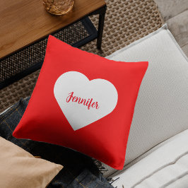 Cojín Decorativo Personalizado Corazón Minimalista Moderno Rojo Val