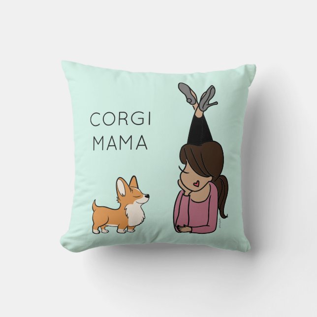 Cojín decorativo personalizado Corgi Mama (Anverso)