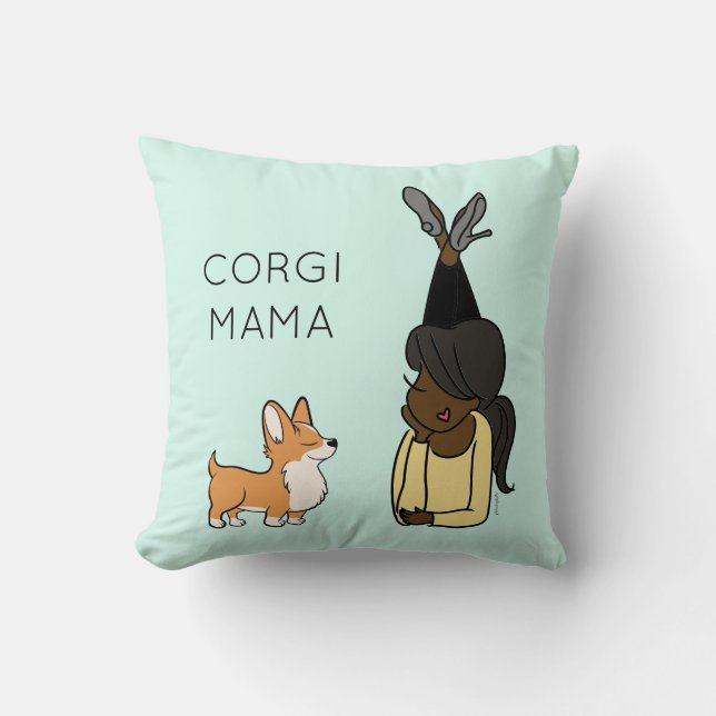 Cojín decorativo personalizado Corgi Mama (Anverso)