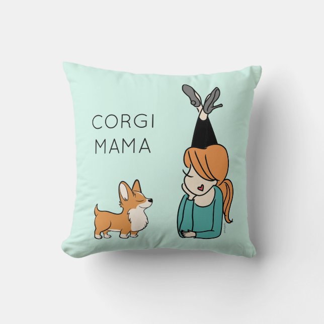 Cojín decorativo personalizado Corgi Mama (Anverso)