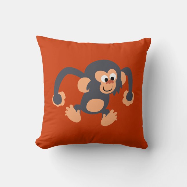 Cojín Decorativo Personalizado Cute Bouncy Chimpanzee Pillow (Anverso)