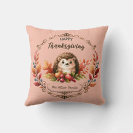Cojín Decorativo Personalizado Cute Hedgehog Feliz Día de Gracias