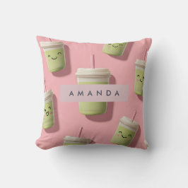 Cojín Decorativo Personalizado Cute Kawaii Pastel Smoothie Matcha