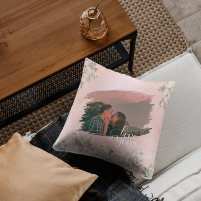 Cojín Decorativo Personalizado Cute Love You Foto De Pareja Floral  (Subido por el creador)