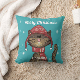 Cojín Decorativo Personalizado Cute Merry Christmas Cat
