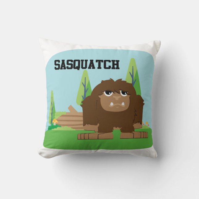 Cojín Decorativo Personalizado Cute Sasquatch (Anverso)