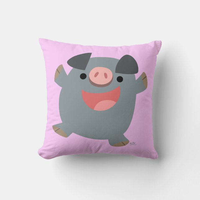 Cojín Decorativo Personalizado Cuto Bouncy Pig Pillow (Anverso)