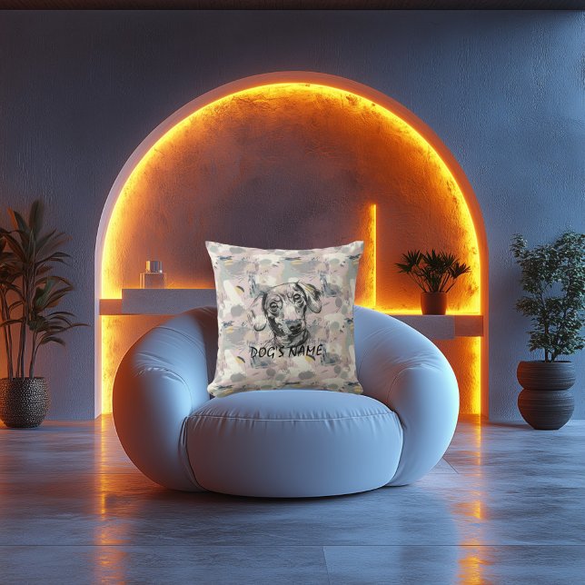 Cojín Decorativo Personalizado Dachshund Modelo de resumen de almoh (Subido por el creador)