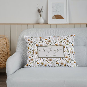 Cojín decorativo personalizado de acuarela floral