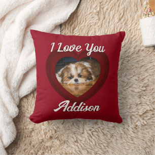 Cojín Decorativo Personalizado de amor de San Valentín perro de cor