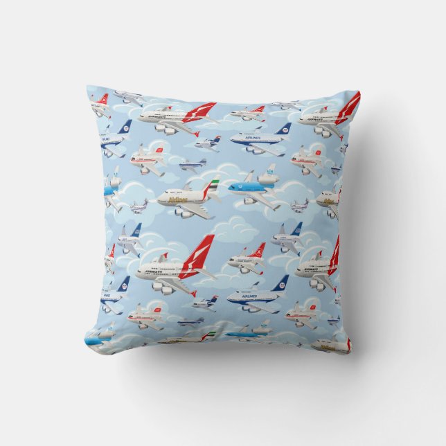 Cojín Decorativo Personalizado de aviones comerciales sin problemas (Anverso)