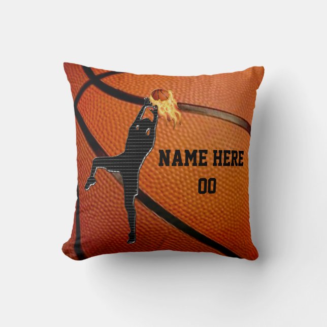 Cojín decorativo personalizado de básquetbol con T (Anverso)