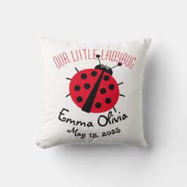 Cojín Decorativo Personalizado de Bicho Ladybug Cute Birt Stat Red