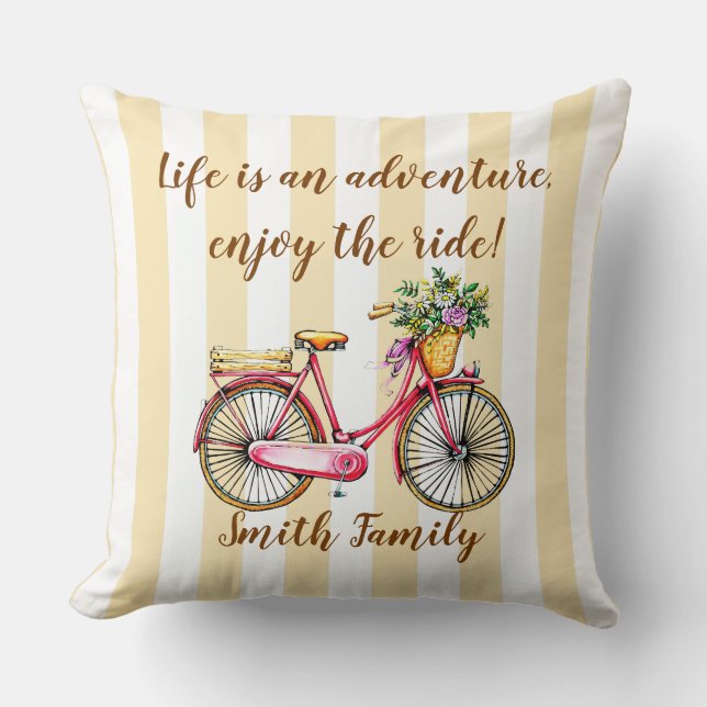 Cojín Decorativo Personalizado de bicicletas Life Adventure (Anverso)