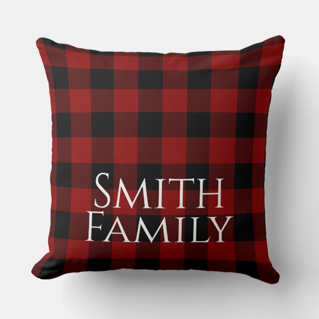 Cojín Decorativo Personalizado de Buffalo Plaid (Anverso)