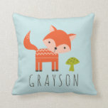 Cojín decorativo personalizado de Cutest Little Fo<br><div class="desc">¿Decorando la guardería de Baby Boy? Esta almohada tibia,  con un zorro lindo y un divertido diseño de setas en la parte de atrás,  le dará un toque dulce. El color de fondo se puede personalizar,  si se desea.</div>