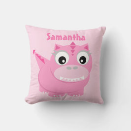 Cojín Decorativo Personalizado de dinosaurios cúbicos niños rosados