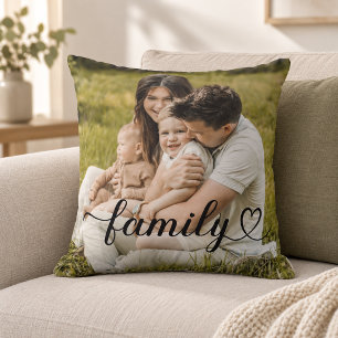 Cojín Decorativo Personalizado de escritura negra de amor familiar