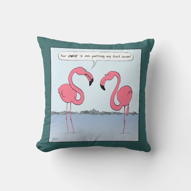 Cojín Decorativo Personalizado de flamencos rosados - Chiste cursi (Anverso)