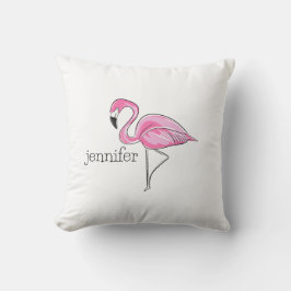 Cojín decorativo personalizado de flamingo rosado