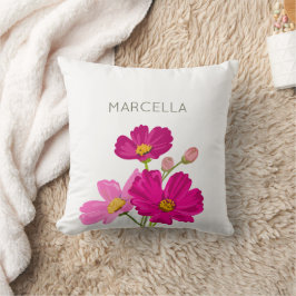 Cojín Decorativo Personalizado de flores Cosmos de jardín brillante
