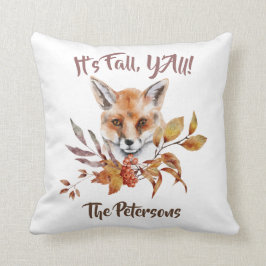 Cojín Decorativo Personalizado de follaje y zorro de temática de ca
