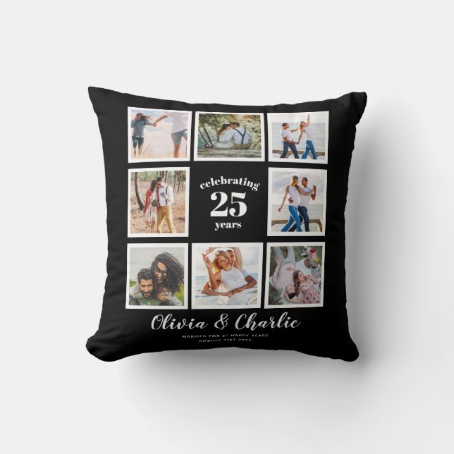 Cojín Decorativo Personalizado de foto de aniversario de Boda de pa (Anverso)