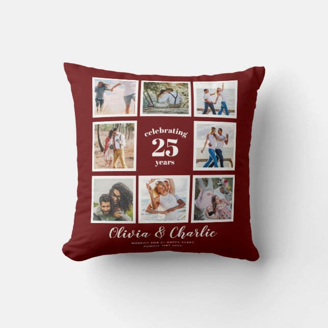 Cojín Decorativo Personalizado de foto de aniversario de Boda de pa (Anverso)
