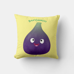 Cojín Decorativo Personalizado de fruta púrpura feliz