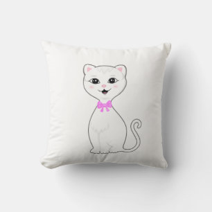 Cojín Decorativo Personalizado de gato blanco inteligente