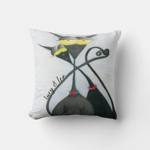 Cojín Decorativo Personalizado de gato negro y gris