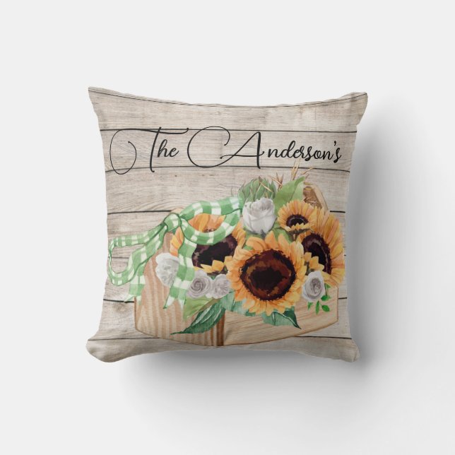 Cojín decorativo Personalizado de girasoles y made (Anverso)