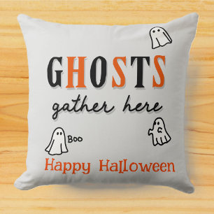 Cojín Decorativo Personalizado de Halloween Fantasma Gris divertida