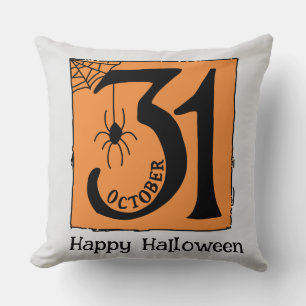 Cojín Decorativo Personalizado de Halloween Naranja caprichoso de O
