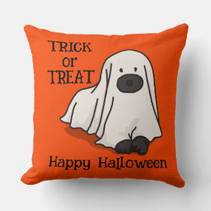 Cojín Decorativo Personalizado de Halloween Naranja divertido de pe