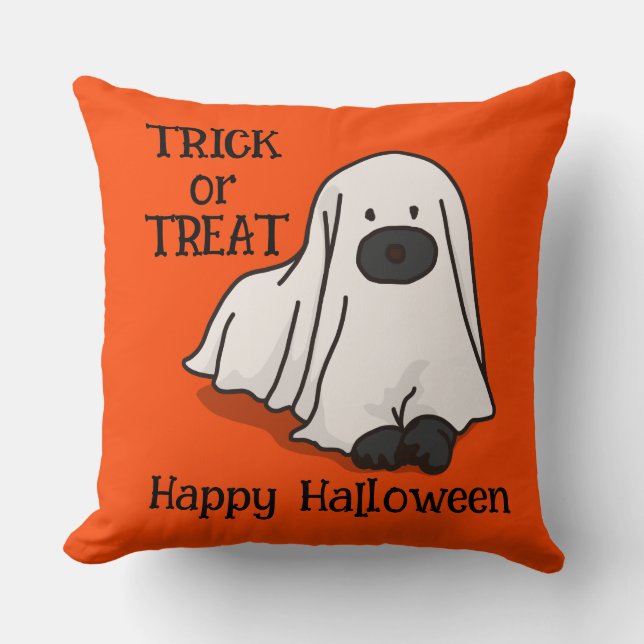 Cojín Decorativo Personalizado de Halloween Naranja divertido de pe (Anverso)